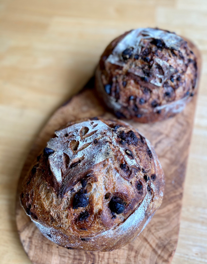 chocolate chocolate chip sourdough small loaves