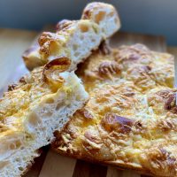 Cheesy garlic sourdough focaccia