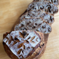 dark chocolate orange and walnut sourdough bread